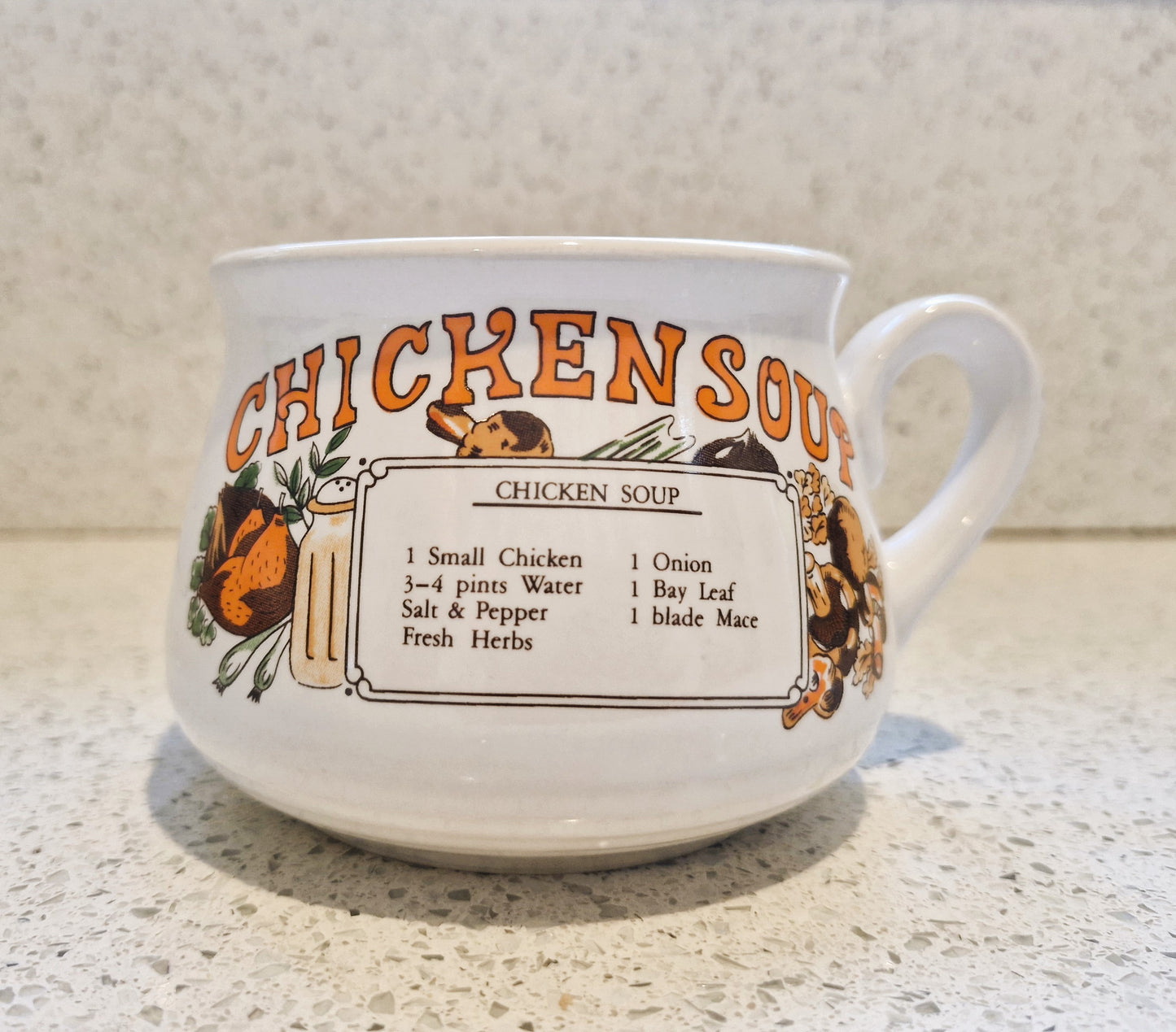 Chicken Soup Mug, Chicken Soup Recipe Mug, Soup Mug Bowl, Home made Chicken Soup, Novelty, Vintage, VGC