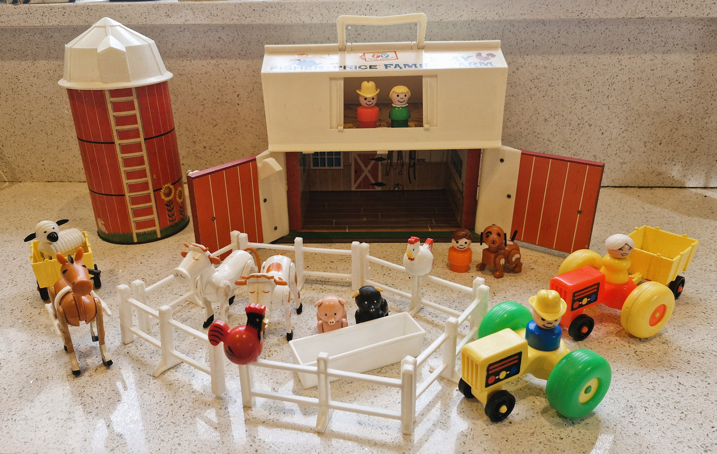 Vintage, Fisher-Price Farm, 70s, Original, Silo, Complete, 1st Edition, Fisher Price Play Family Farm, Fisher-Price Play Family Farm