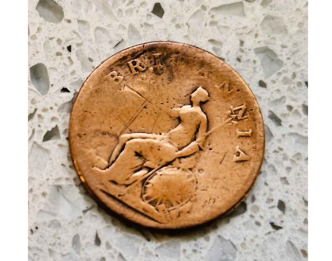 Antique, British Coin, 1806, GEORGE III, Half Penny, Halfpenny, Copper Penny, RARE