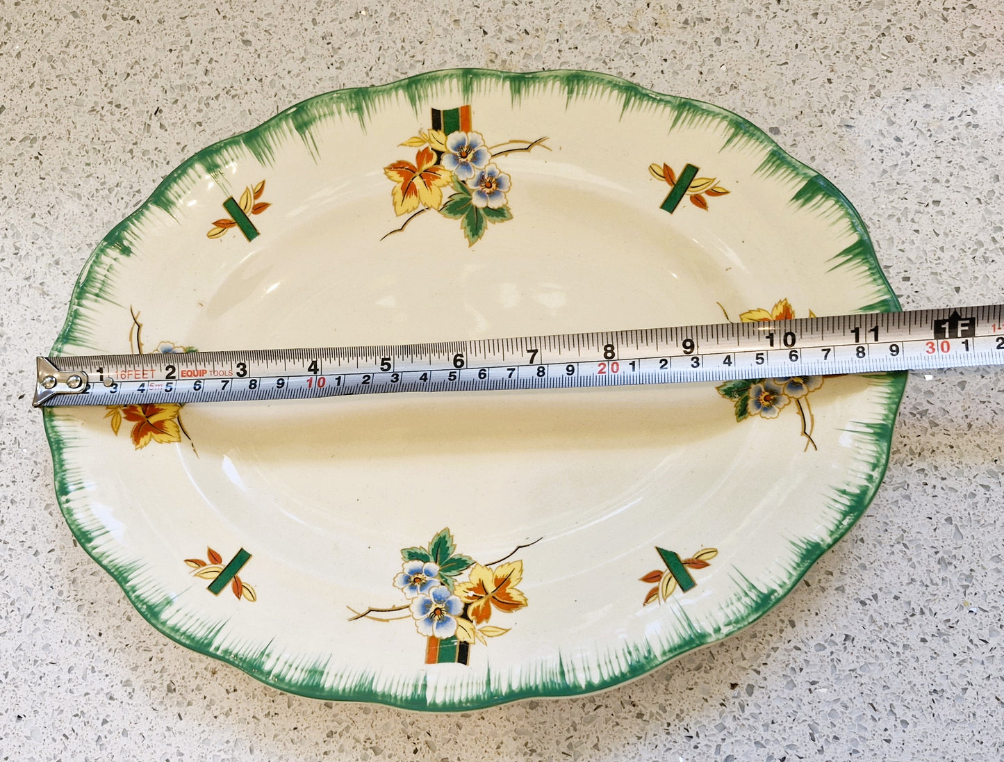 Art Deco Hand Painted Platter, Art Deco Hand Painted Dinner Service, Alfred Clough, St Louis Works, Made in England