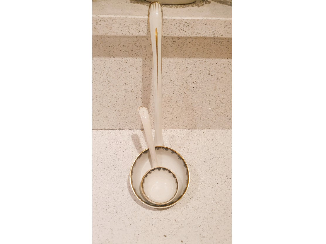 Art Deco Black and White Ceramic Ladles, Large Ceramic Ladle, Small Ceramic Ladle, Black and White, Art Deco