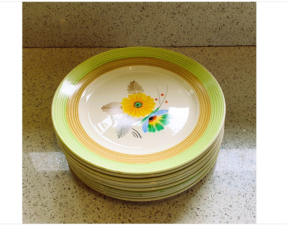 Art Deco, Tams Ware, Dinner Plates, 8 inch, 1930's, Original, English Earthenware