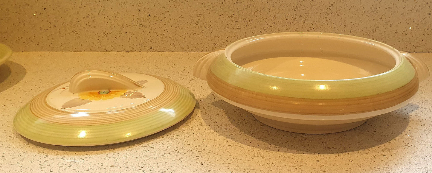 Art Deco, Tams Ware, Hand Painted, Dinner Service, Tureen, Lidded Serving Dish, 1930's, Original, English Earthenware