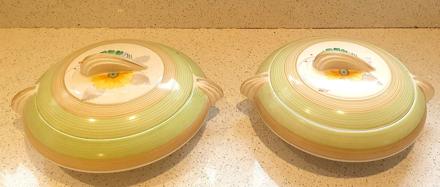 Art Deco, Tams Ware, Hand Painted, Dinner Service, Tureen, Lidded Serving Dish, 1930's, Original, English Earthenware
