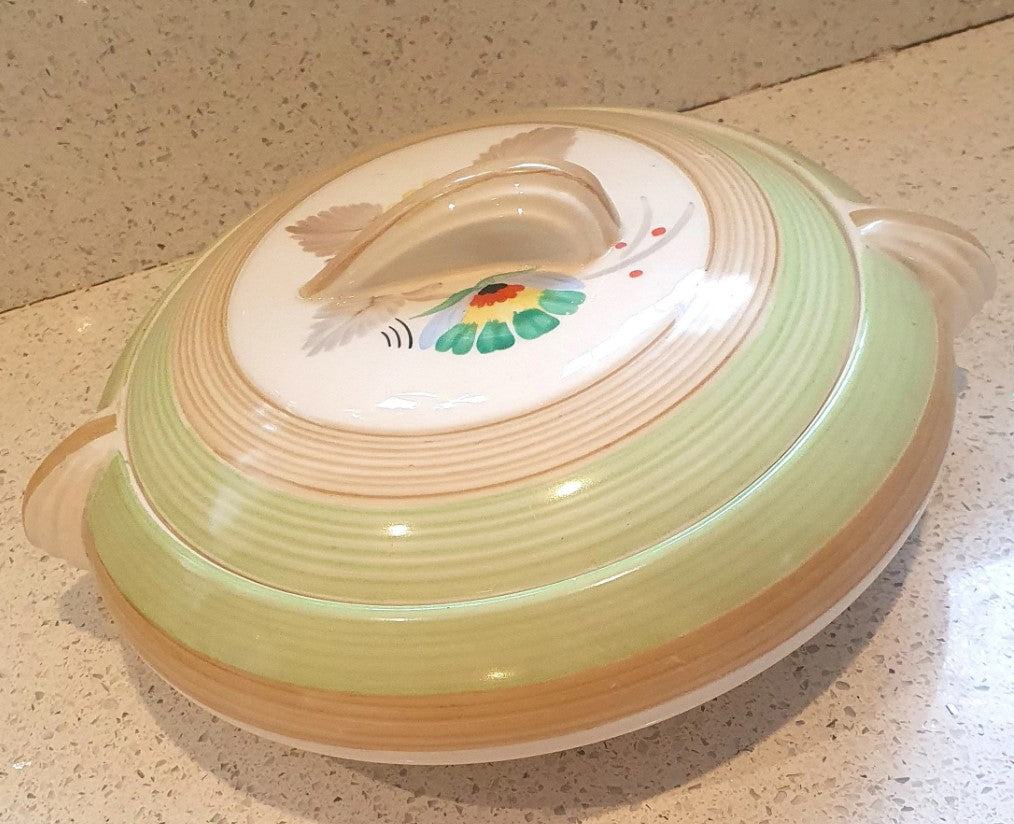 Art Deco, Tams Ware, Hand Painted, Dinner Service, Tureen, Lidded Serving Dish, 1930's, Original, English Earthenware