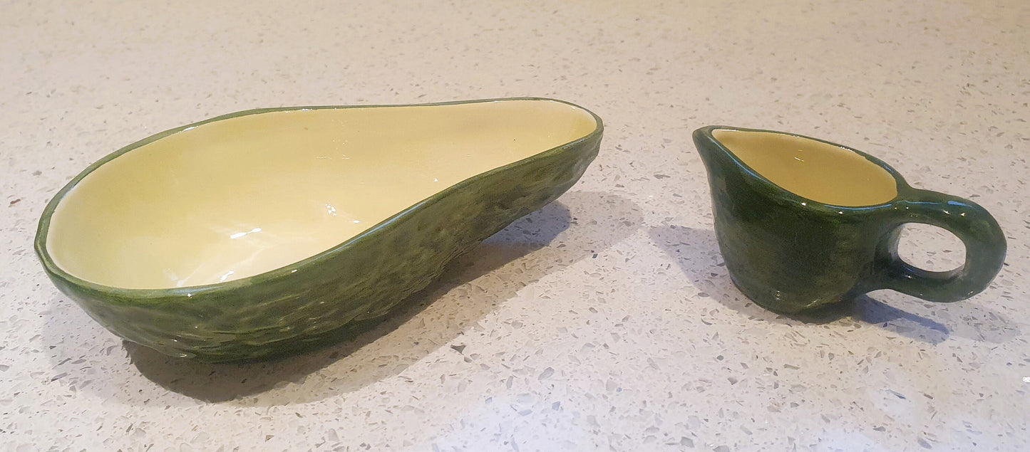 Avocado Dish, Avocado Jug, Toni Raymond, Vintage, 70s, Dip Bowl, Guacamole, Tapas, Original Packaging, Immaculate, as New. Kitsch, Quirky