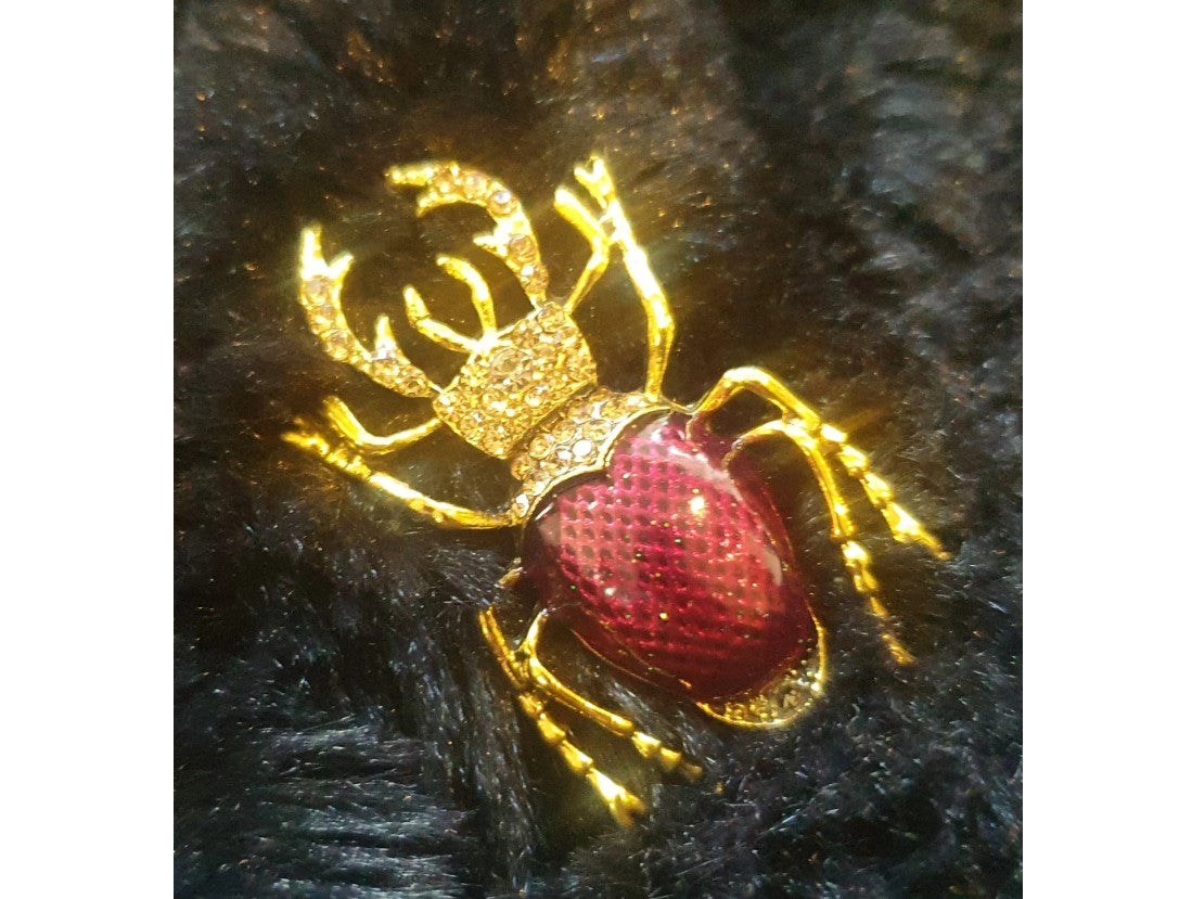 Beetle, Broach, NEW, Insect Jewellery, Quirky, Unusual, Purple, Burgundy, Gold