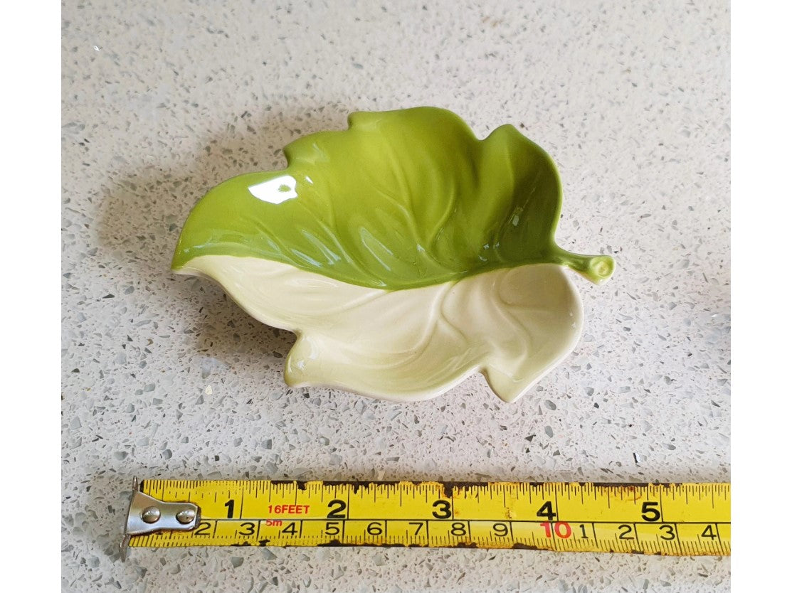 Carltonware Leaf Plate, Carltonware, Green and White leaf dish, Hand painted, Carlton Ware Plate