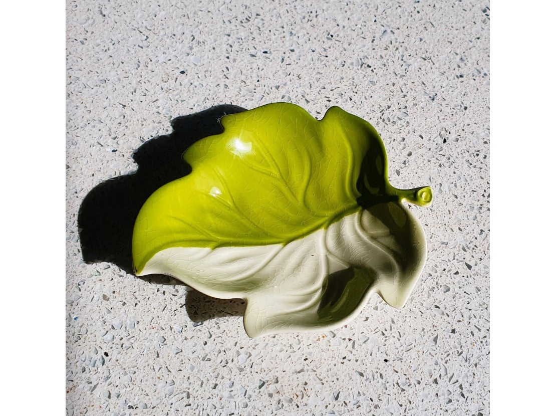 Carltonware Leaf Plate, Carltonware, Green and White leaf dish, Hand painted, Carlton Ware Plate