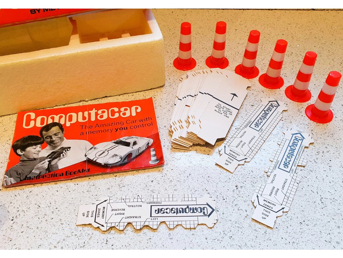 Computacar, Vintage, 1960s, Toy, Boxed, Mettoy, Ford GT, WORKING, COMPLETE - Original Packaging, Instructions,