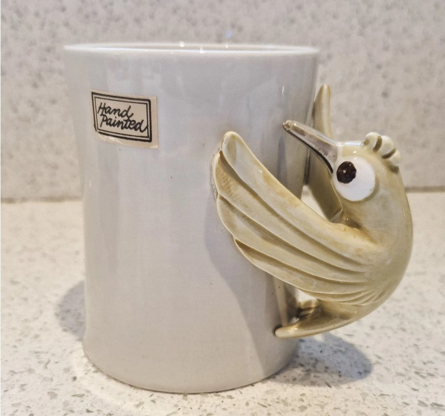 Fitz and Floyd, yellow Bird Mug, Bird in Hand, Ceramic, Handmade, Hand Painted, 1978, Vintage, Rare