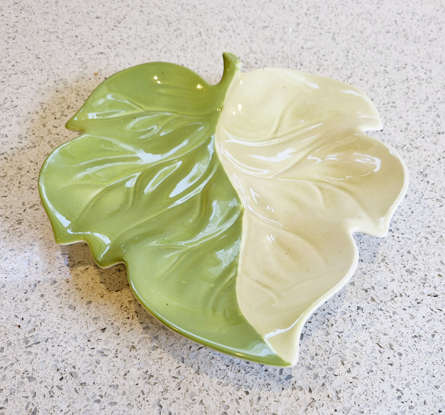 Large, Carltonware, Green and Cream, Leaf Shaped Plate