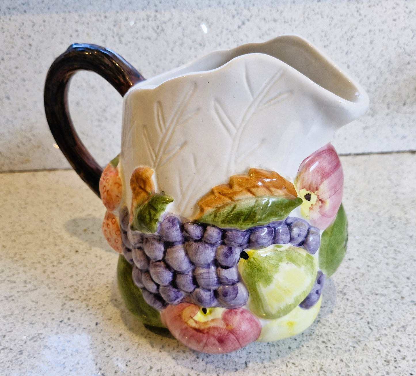 Large Majolica Fruit Pitcher, Large Majolica Fruit Jug, Large Vase, Large Jug, Large Pitcher, Majolica, Portugal, Majolica Fruit Design