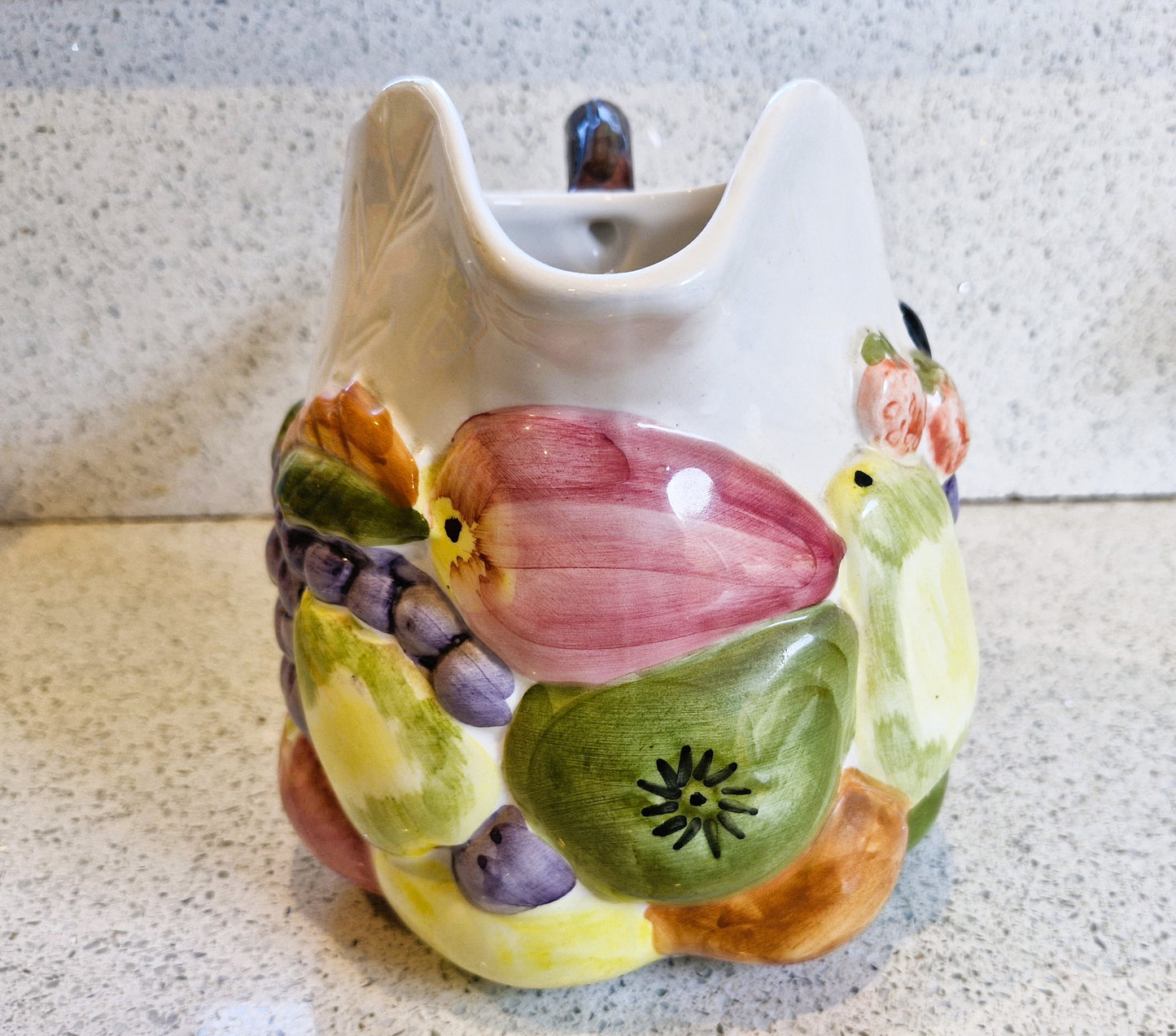 Large Majolica Fruit Pitcher, Large Majolica Fruit Jug, Large Vase, Large Jug, Large Pitcher, Majolica, Portugal, Majolica Fruit Design
