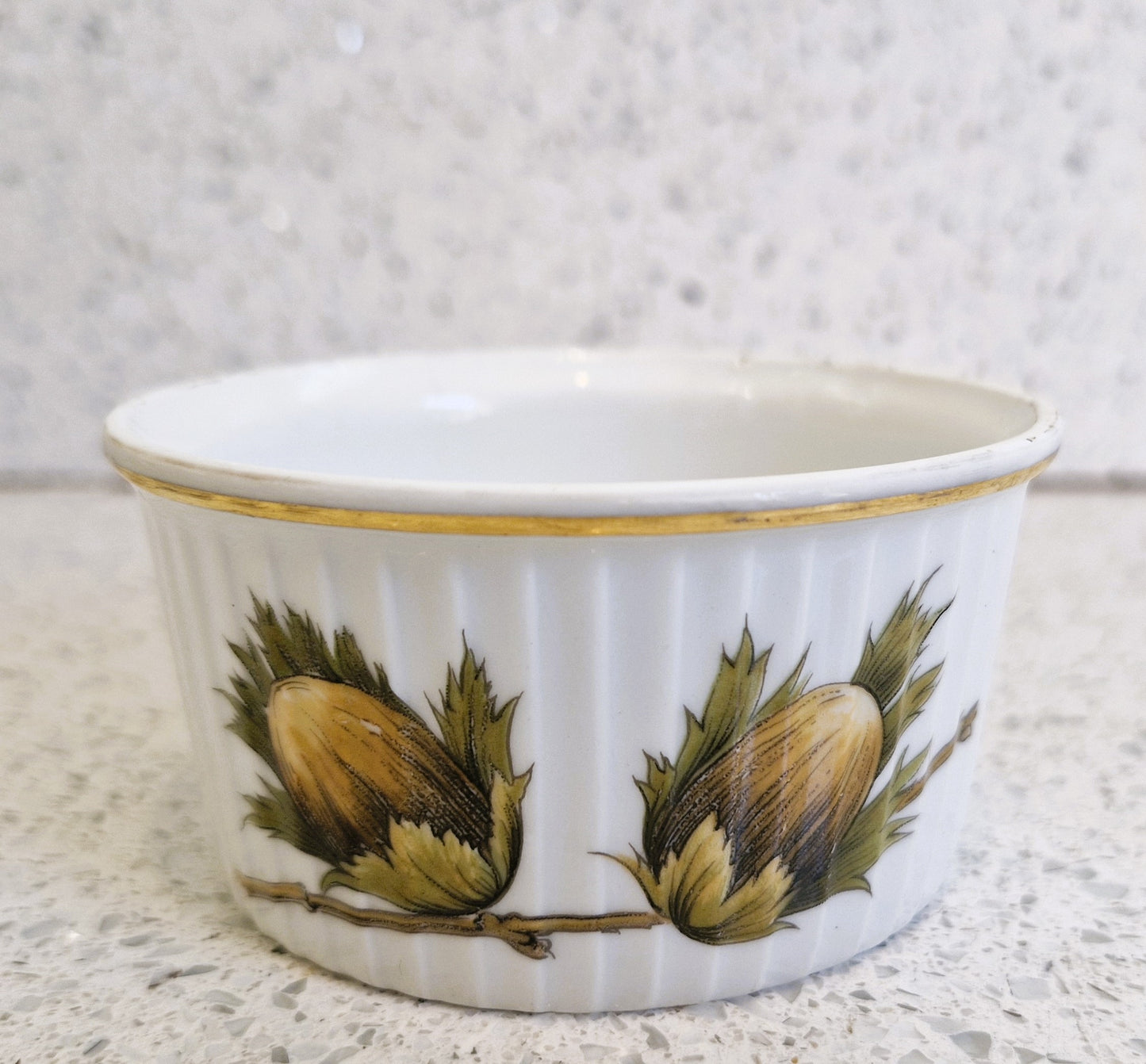 Royal Worcester Ramekins, Wild Harvest, Acorn, Gold, Gilt edged, Oven to table, Set of 4