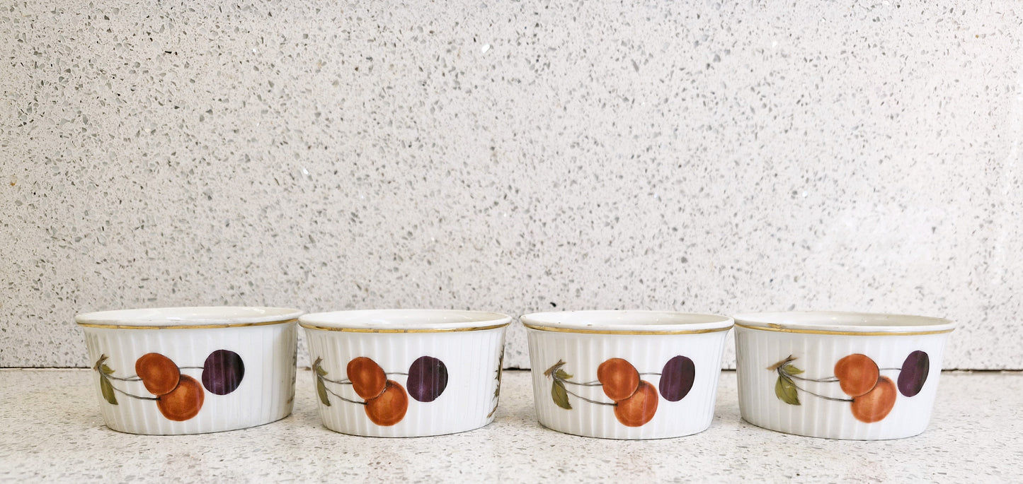 Royal Worcester Ramekins, Wild Harvest, Acorn, Gold, Gilt edged, Oven to table, Set of 4