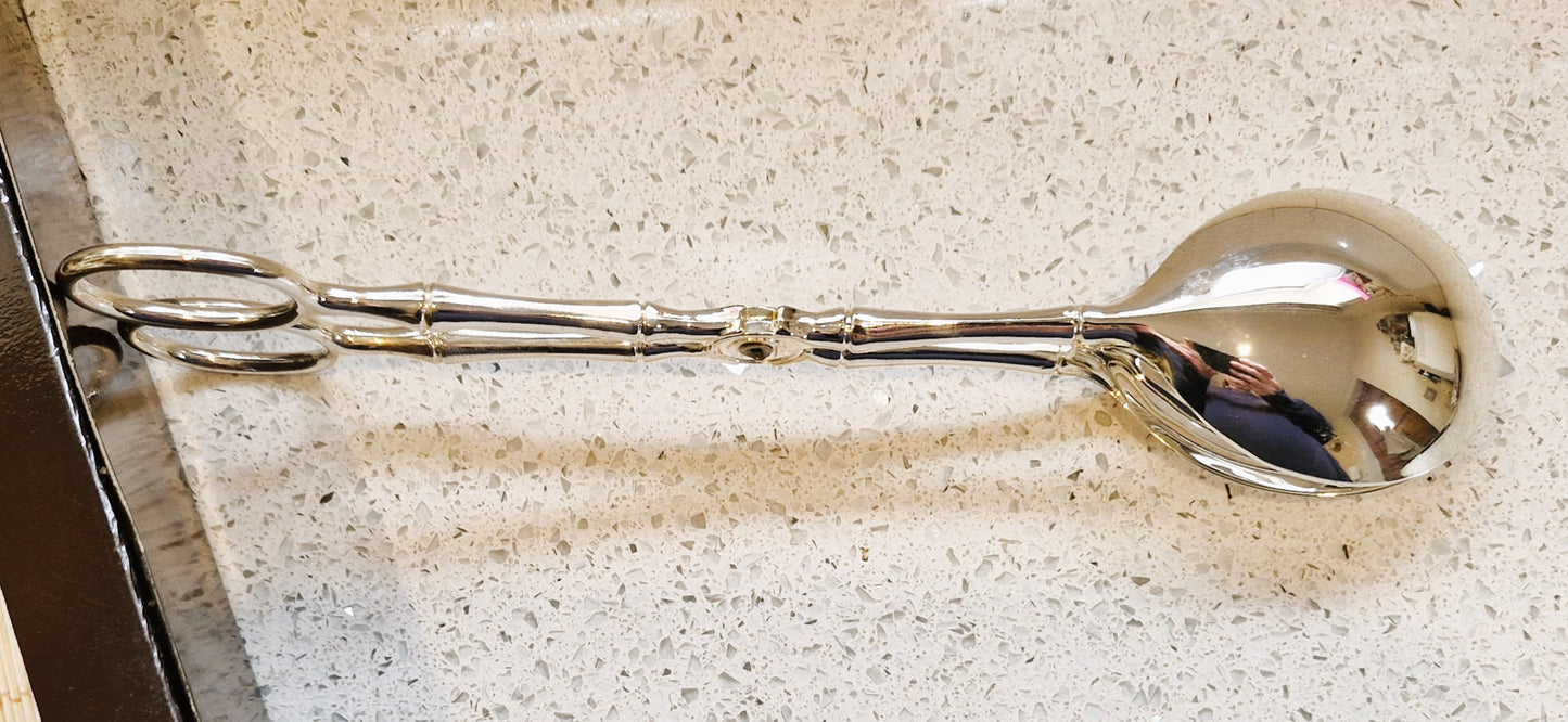 Silver Salad Serving Tongs, Italian, Silver Plated, Very Good Condition, Vintage, Salad Servers, 70s, 80s, Dining, Bamboo Pattern