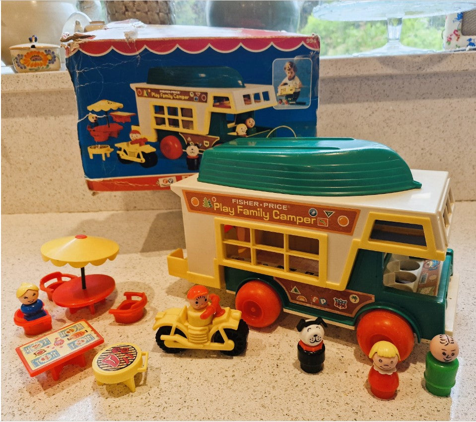 Fisher-Price Vintage Play Family Camper Van, complete, 70s Fisher Price Play Family Camper, 70s. Fisher Price Camper Van
