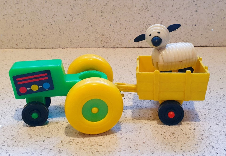 Vintage Fisher-Price Little People Traktor- und Anhängerset, mit einem Schaf