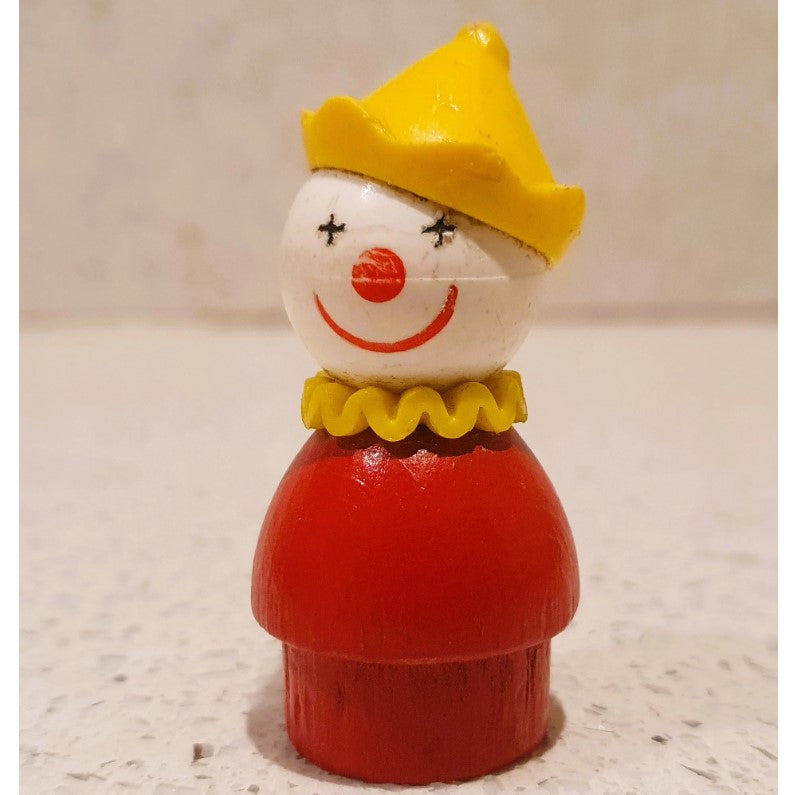 Fisher-Price little people wooden clown, Fisher Price Circus Clown, 70s Fisher Price Little People, Wooden