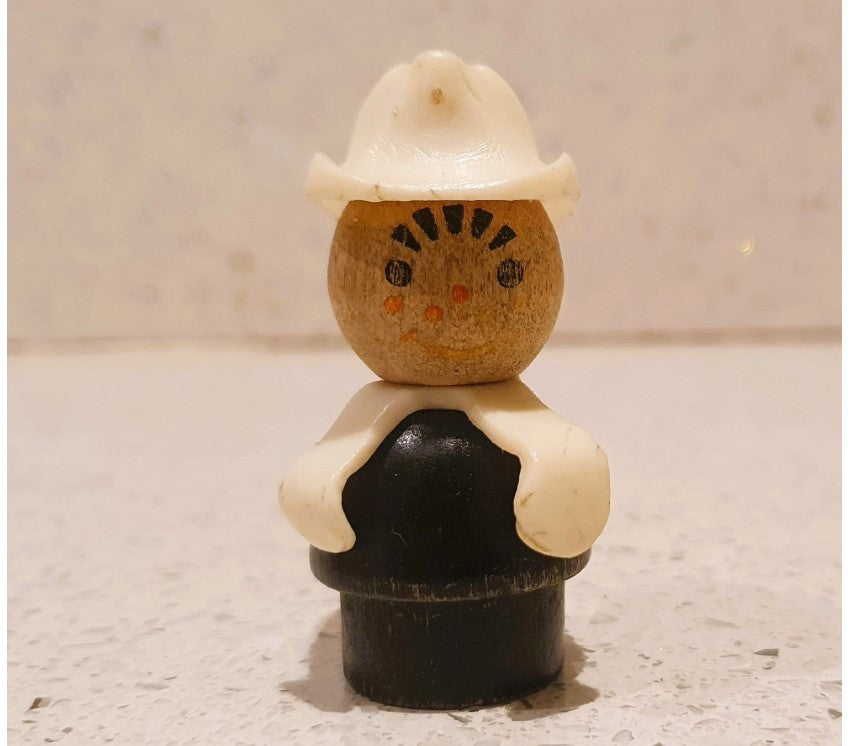 Fisher Price little people Wooden Fireman, 70s, Fisher price Wooden little people characters, Fireman