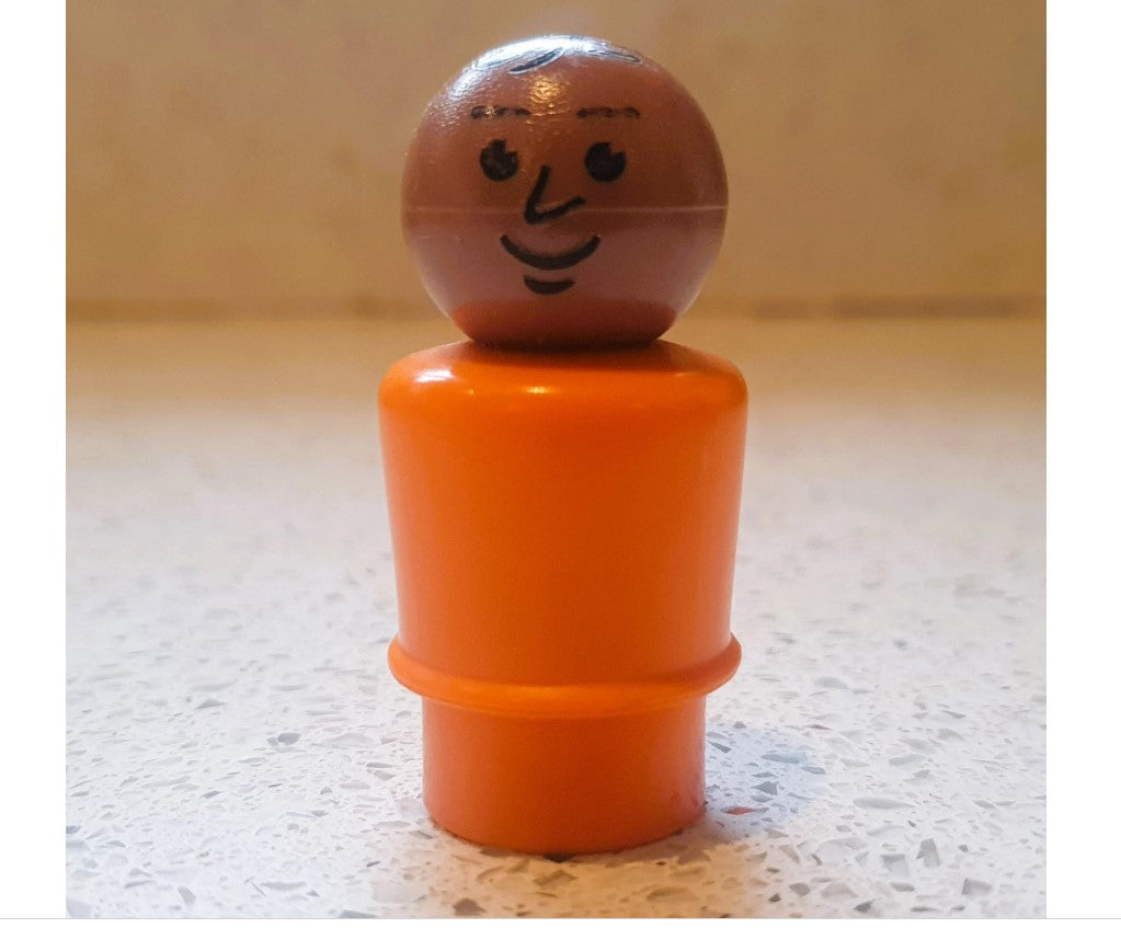 Rare Fisher-Price little people character, Fisher Price little people Black man orange body, Fisher Price little people Orange dad, RARE