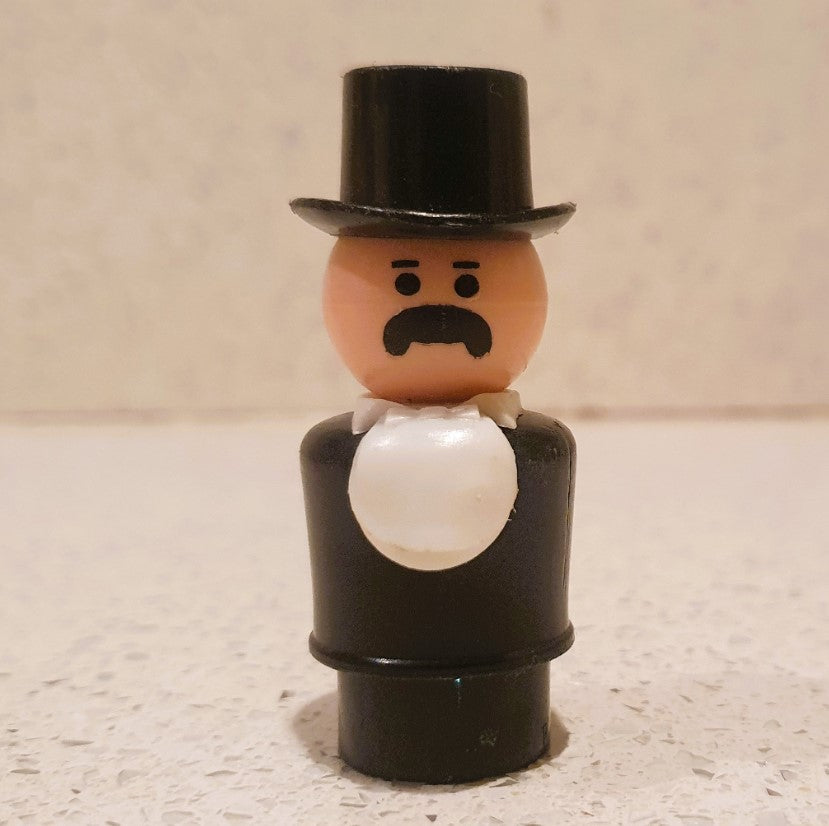 Vintage Fisher-Price Little people, Man in Top Hat, Fisher Price Western town Character, fisher Price Little People man in top hat