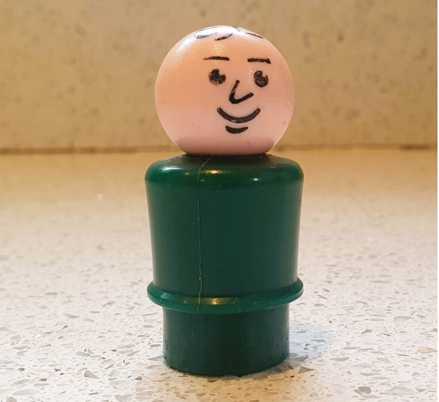 Fisher Price Little people Dark green dad, Vintage fisher price little people dark green man
