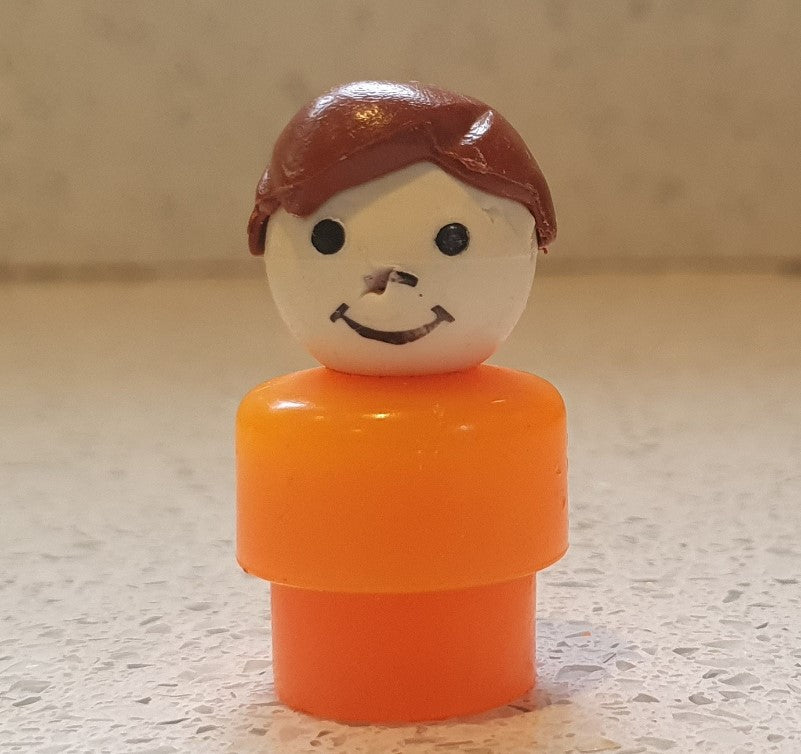 Vintage Fisher-Price Little people, Orange boy, brown hair, Fisher Price Little People characters
