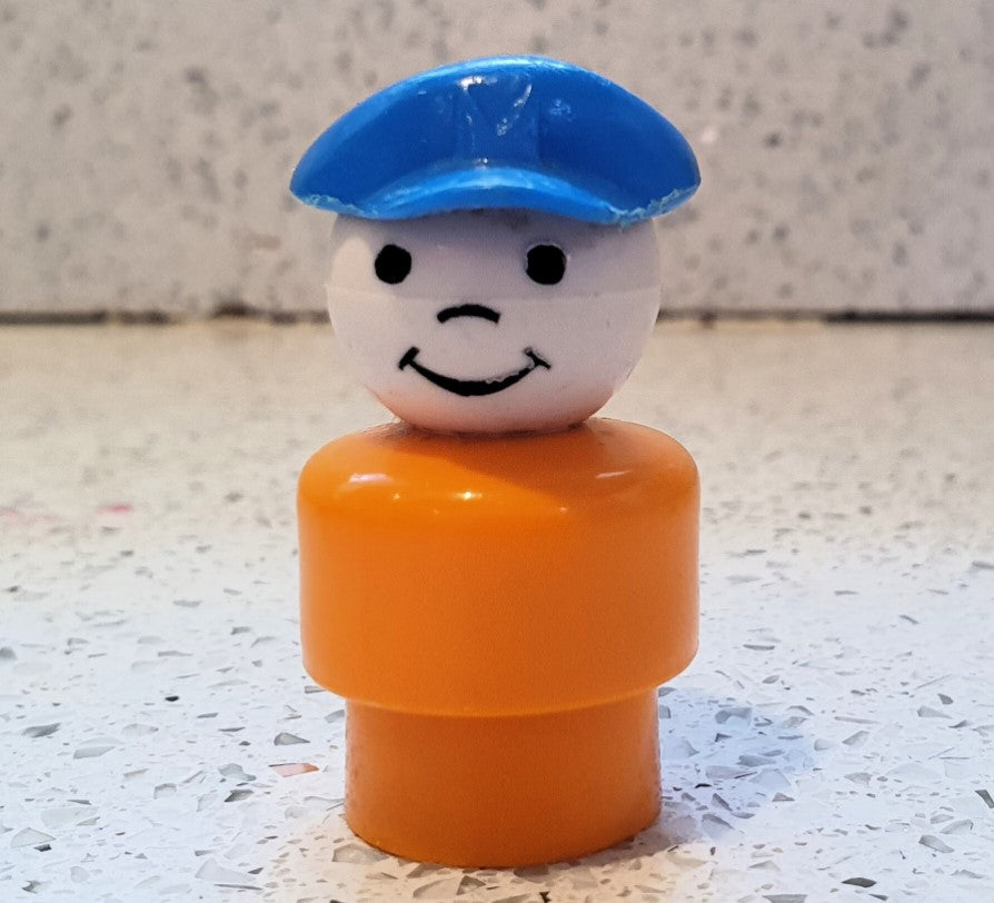 Vintage Fisher-Price little people, Orange driver, blue hat, Fisher Price Little People characters