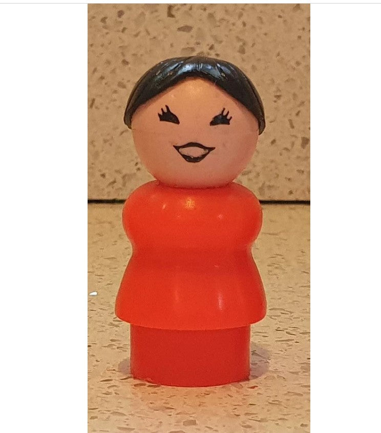 Vintage Fisher Price Little people, Fisher Price Little People Red Mum, Yellow Hair, Blonde Hair, Red Mum
