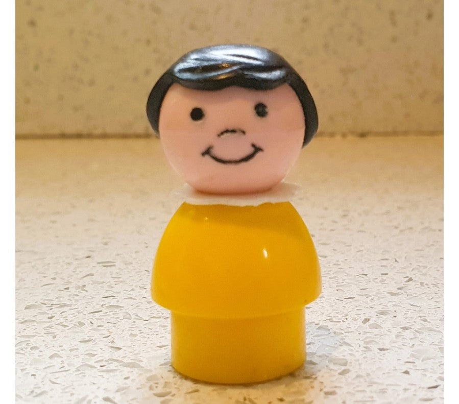 Vintage Fisher-Price Little people, Yellow Girl, Dark Hair, Vintage Fisher Price Toys