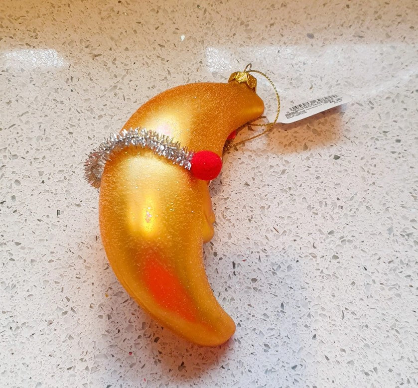 Paperchase Christmas Tree Decoration, Moon, Kitsch, Quirky, Xmas decoration, Man in the moon glass ornament, Tree Decoration, Paperchase