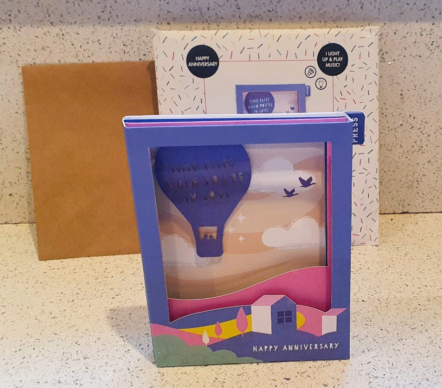 Paperchase Musical card, lights up, plays music, Anniversary, Anniversary card, special,