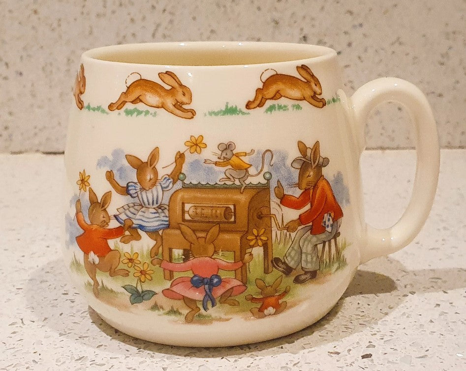 Bunnykins Mug, Bunnykins Cup, Ceramic, Royal Doulton, Christening, Baby Shower, 1950s, Rare