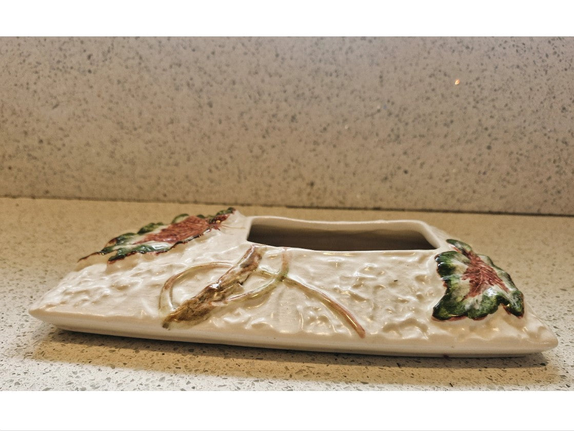 Table Flower arrangement Vase, Hand Painted Vase, Sylvac, England. Mid century, Begonia Rex Leaf, Pottery Vase, 5875, RARE