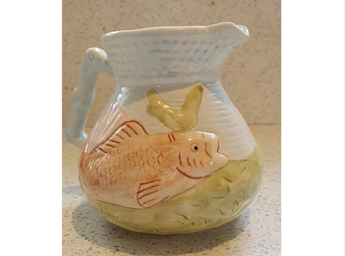 Shorter and Son Majolica Fish creamer, Shorter and Son Majolica Milk Jug, Majolica Goldfish Jug