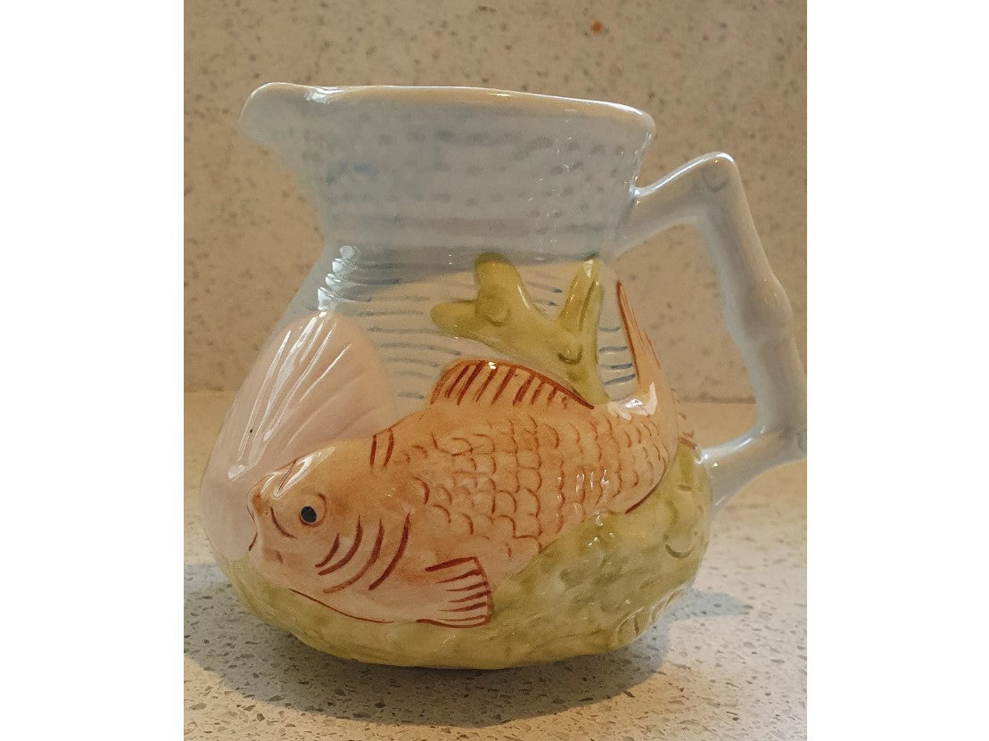 Shorter and Son Majolica Fish creamer, Shorter and Son Majolica Milk Jug, Majolica Goldfish Jug