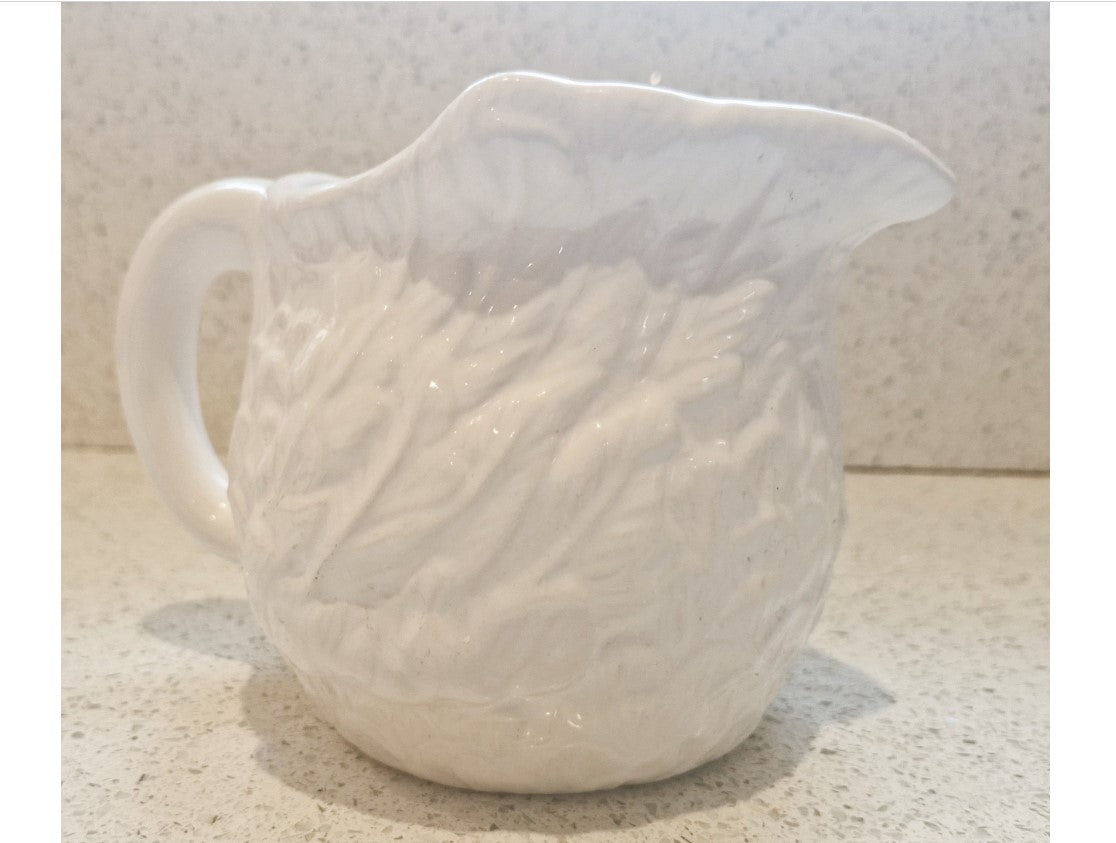 Swan Jug, Swan Neck handle, Swan Pitcher, Swan Jug, Embossed, Made in England, White, Large, English Ironstone