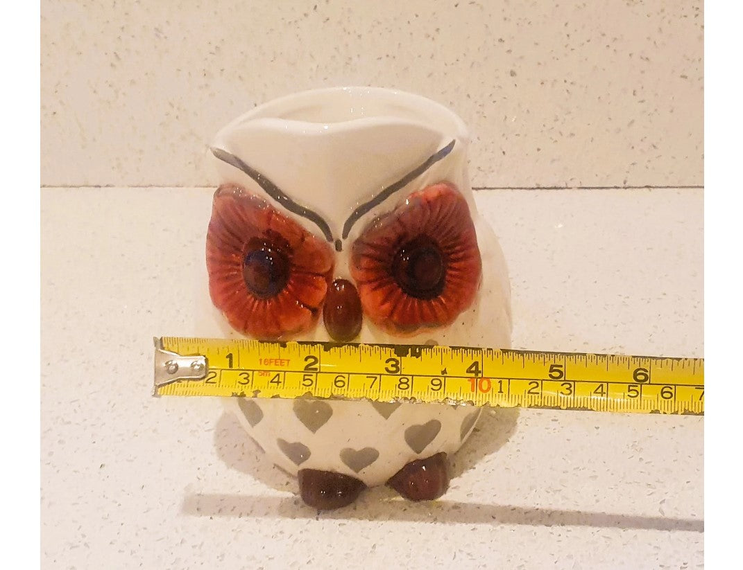 Owl Pitcher, Owl Jug, Owl Creamer, Quirky, Kitsch, Anthropomorphic, Custard Jug, Milk Jug, 5 inch x 4.5 inch