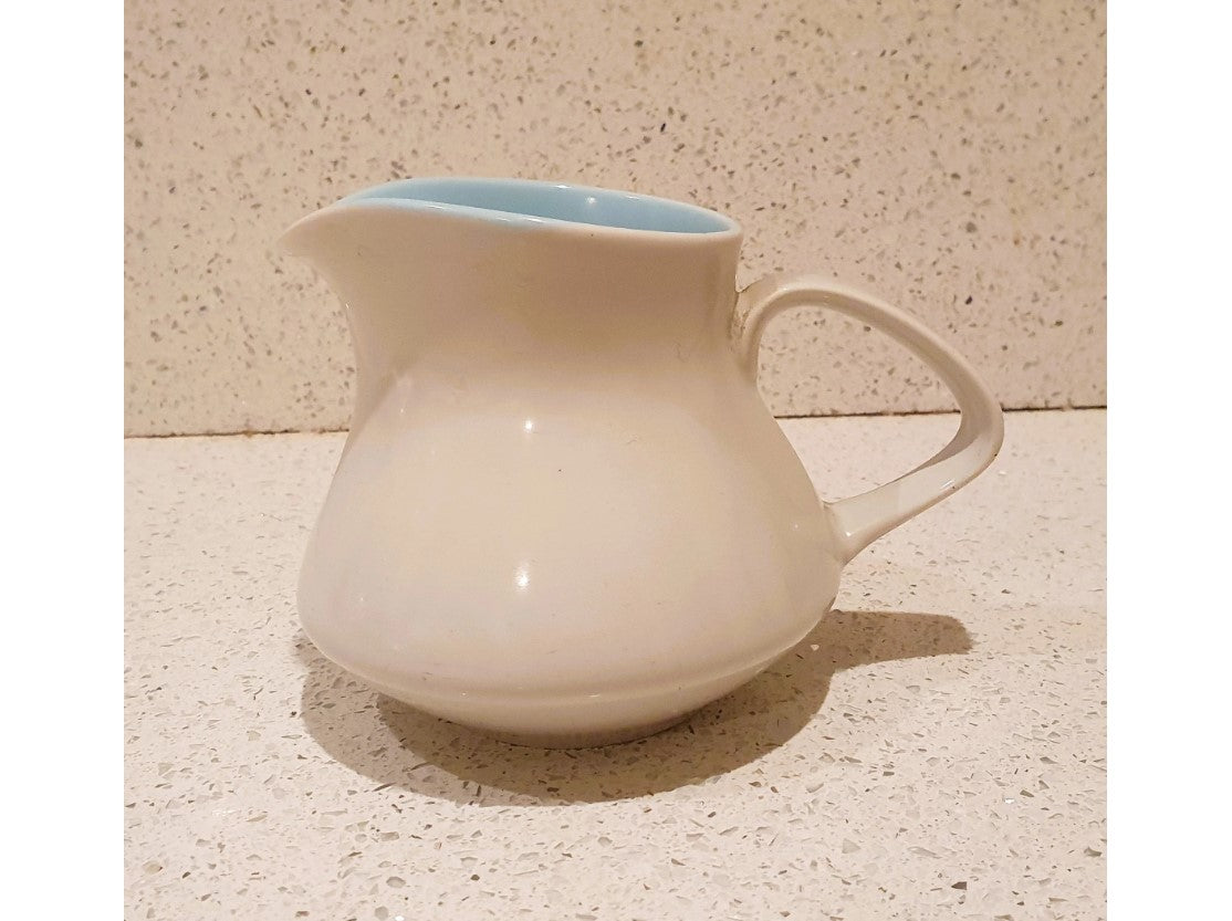 Poole Pottery Two Tone, Blue, cream, Milk Jug, Creamer, Sky Blue And Dove Grey, Pattern C104, Vintage 1960s