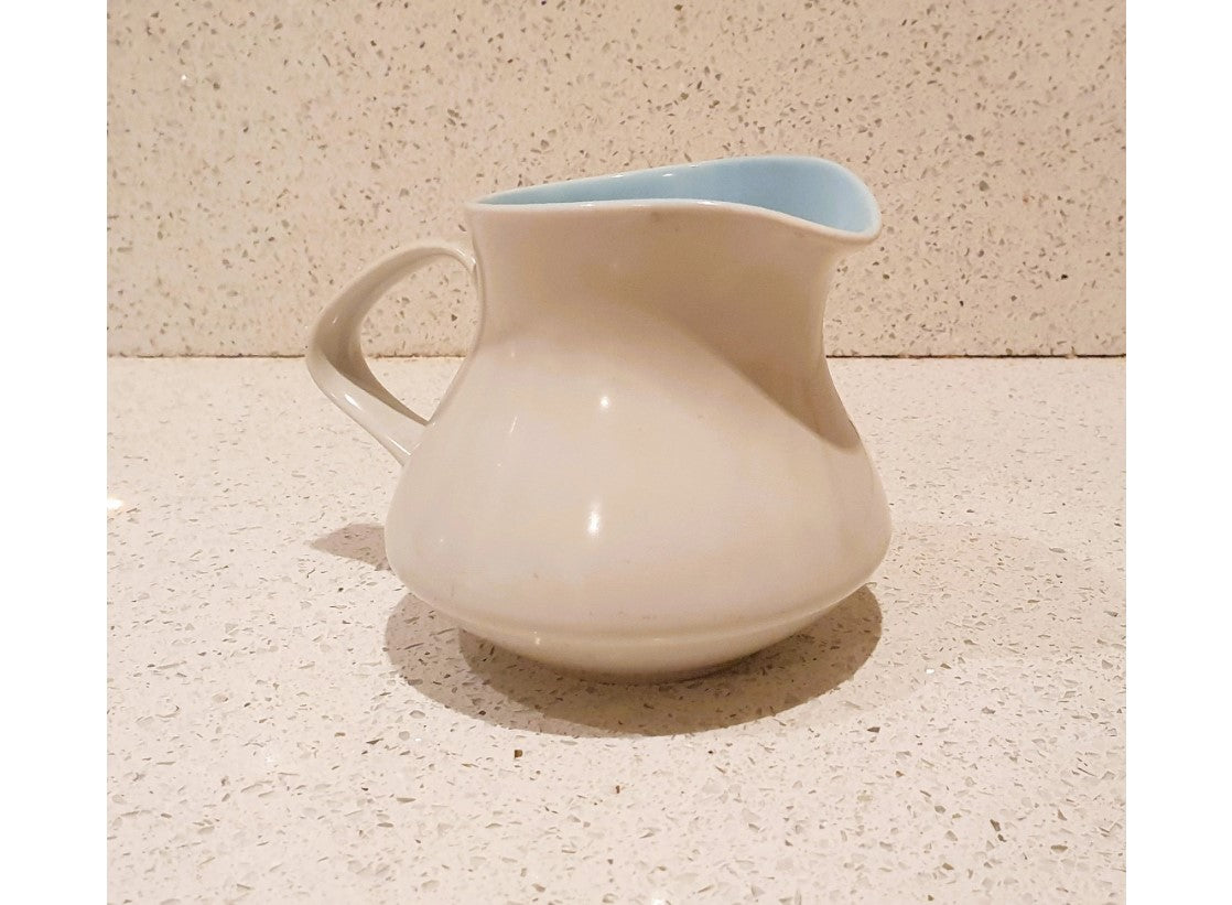 Poole Pottery Two Tone, Blue, cream, Milk Jug, Creamer, Sky Blue And Dove Grey, Pattern C104, Vintage 1960s