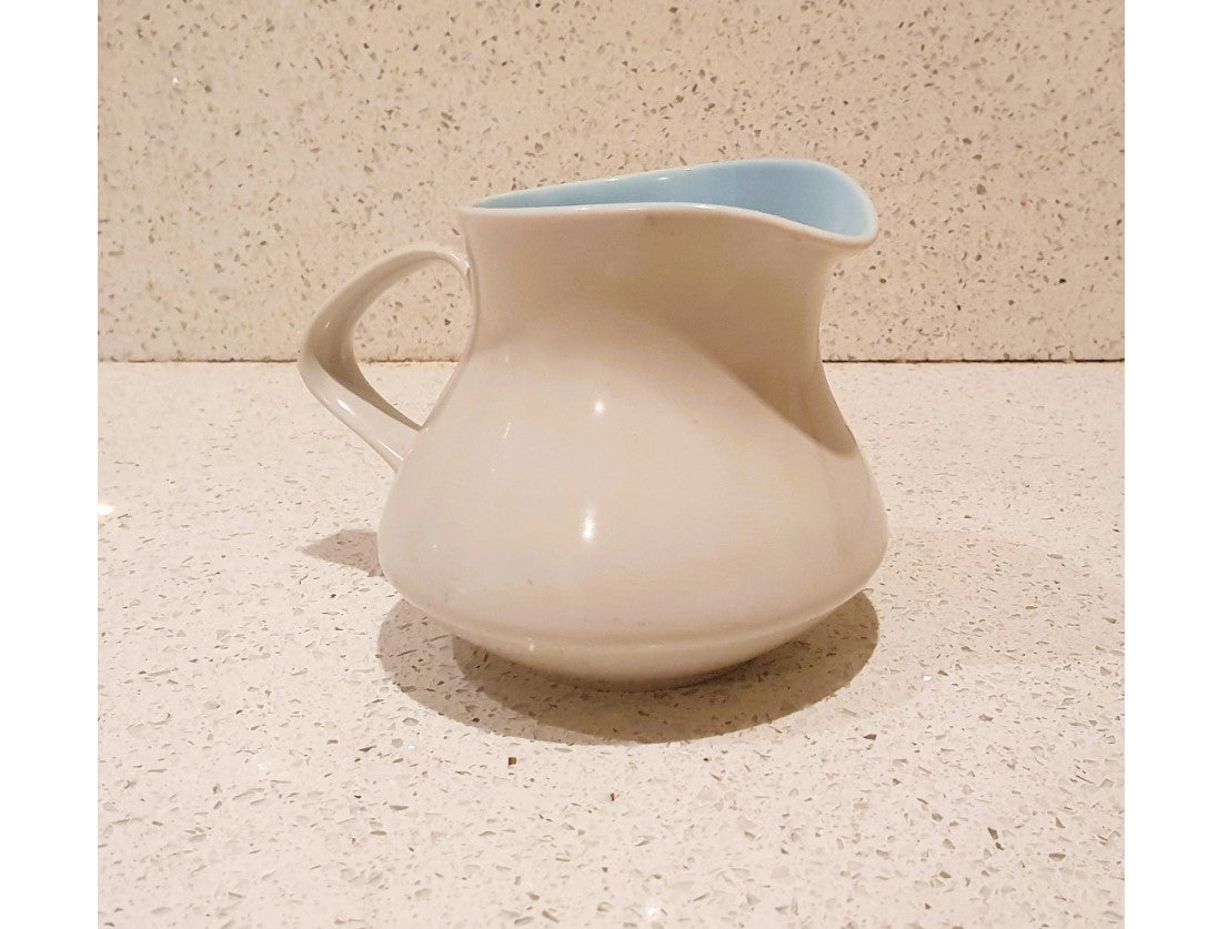 Poole Pottery Two Tone, Blue, cream, Milk Jug, Creamer, Sky Blue And Dove Grey, Pattern C104, Vintage 1960s