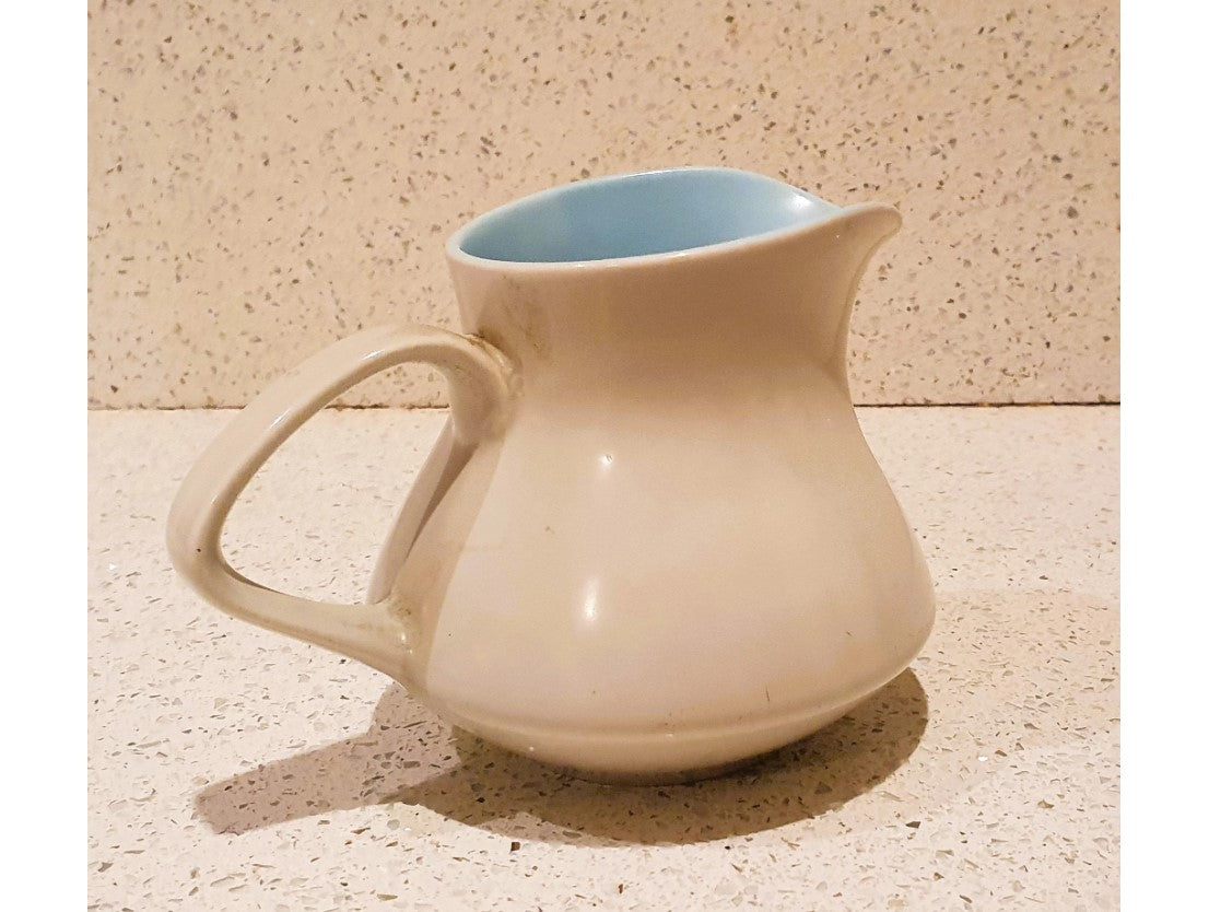 Poole Pottery Two Tone, Blue, cream, Milk Jug, Creamer, Sky Blue And Dove Grey, Pattern C104, Vintage 1960s