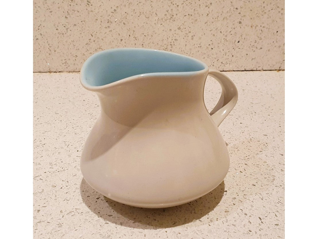 Poole Pottery Two Tone, Blue, cream, Milk Jug, Creamer, Sky Blue And Dove Grey, Pattern C104, Vintage 1960s