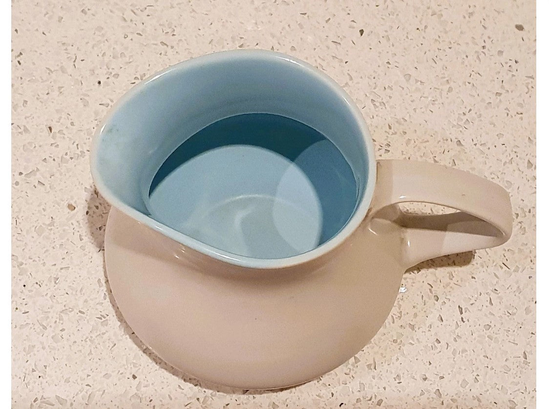 Poole Pottery Two Tone, Blue, cream, Milk Jug, Creamer, Sky Blue And Dove Grey, Pattern C104, Vintage 1960s