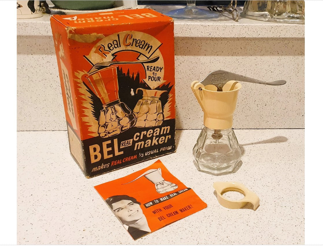 BEL Cream Maker, 60s, metal nozzle, Kitchenalia, Cream colour