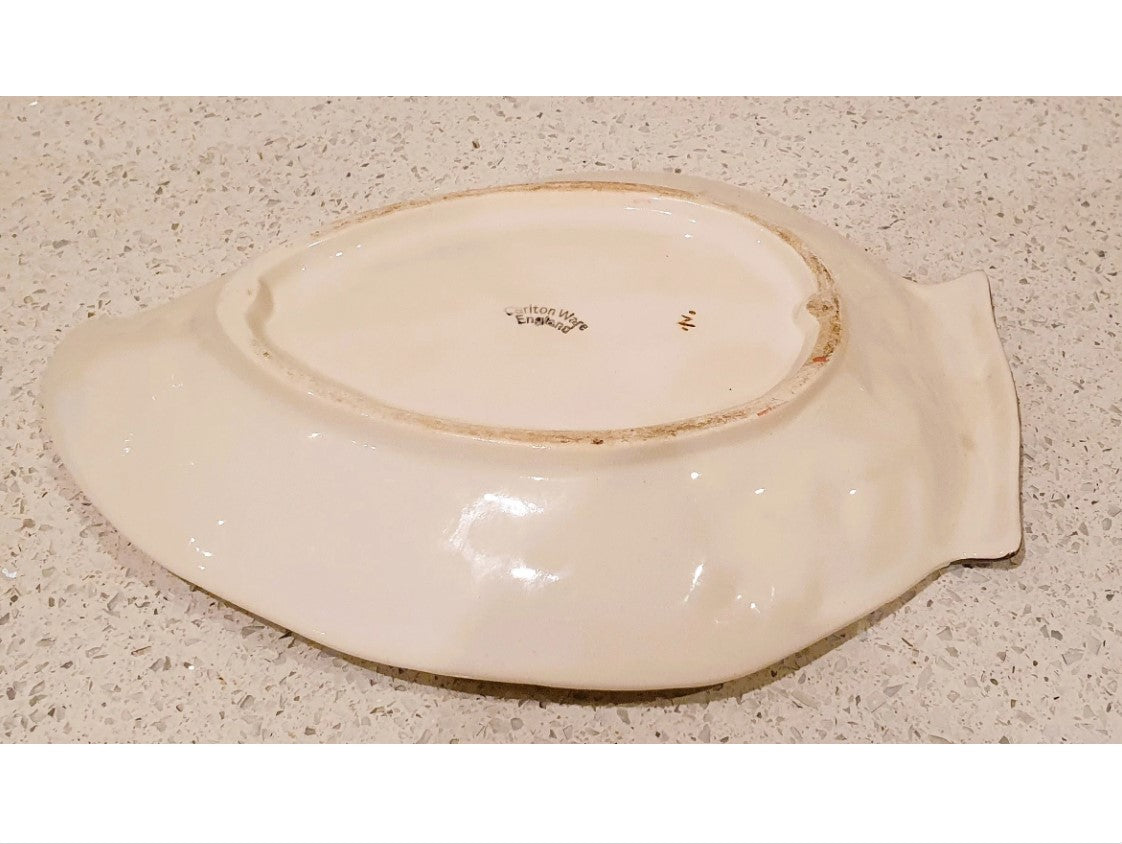 Carltonware Yellow Leaf shape Plate, Yellow Serving Plate, Carlton ware, Apple blossom