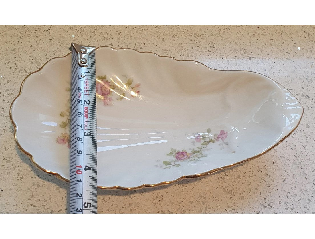 Vintage French, Chintz, Pink Rose Pattern, China Dish, Trinket Dish, Soap Dish