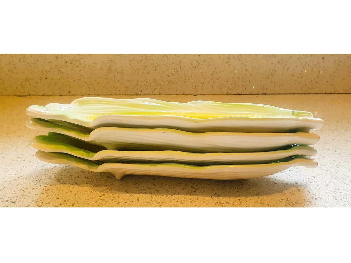 Corn On The Cob Sweetcorn Dishes, Yellow, green, White, Vintage, 1970s